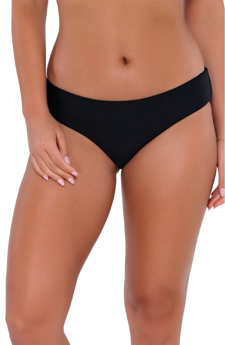 Sunsets Alana Reversible Hipster Bikini Swim Bottoms, Alternate, color, Black