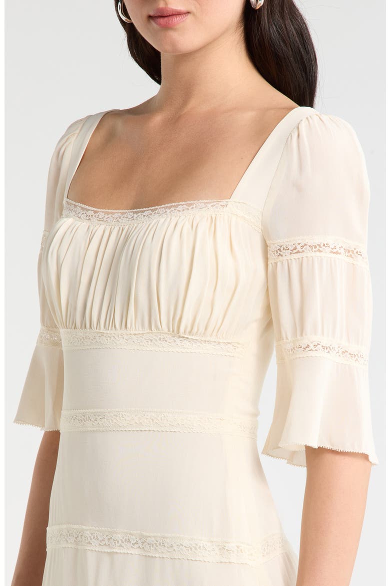 claribel mini dress Claribel | Black & White Lace Long-Sleeve Mini Dress With Ruffle Hem  Club  L London