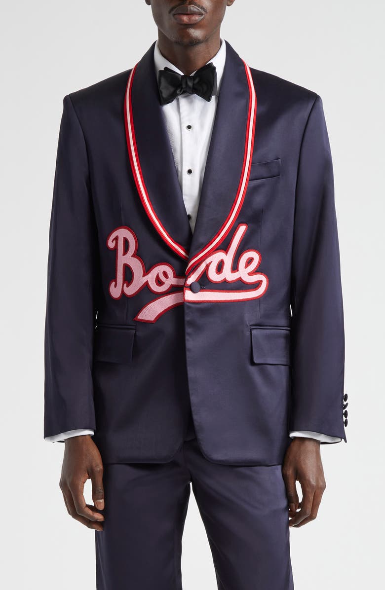 Bode Major League Appliqué Suit Jacket, Main, color, Navy