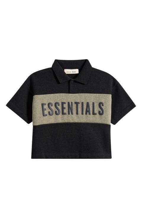 Kids' Panelled Logo Graphic Cotton Crop Polo