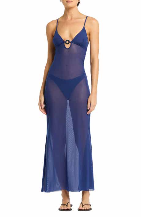 bond-eye Cindy Ring Detail Sheer Mesh Cover-Up Maxi Dress