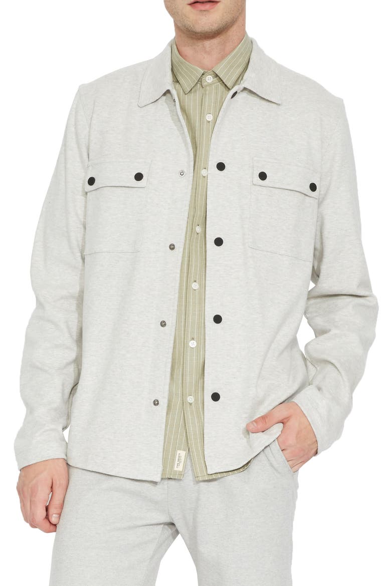Snap Front Knit Jacket, Main, color, HEATHER LIGHT GRAY