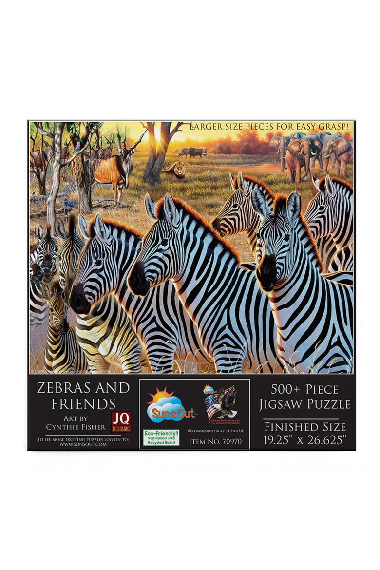 Zebras and Friends 500 piece Jigsaw Puzzle for Adults Large Pieces, Alternate, color, Multicolor