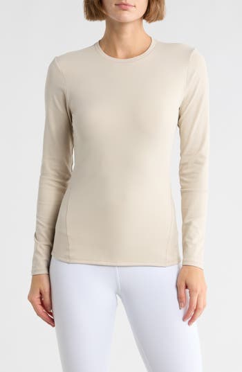 Yogalicious Ultra Lush Zena Fitted Long Sleeve T-shirts In Neutral