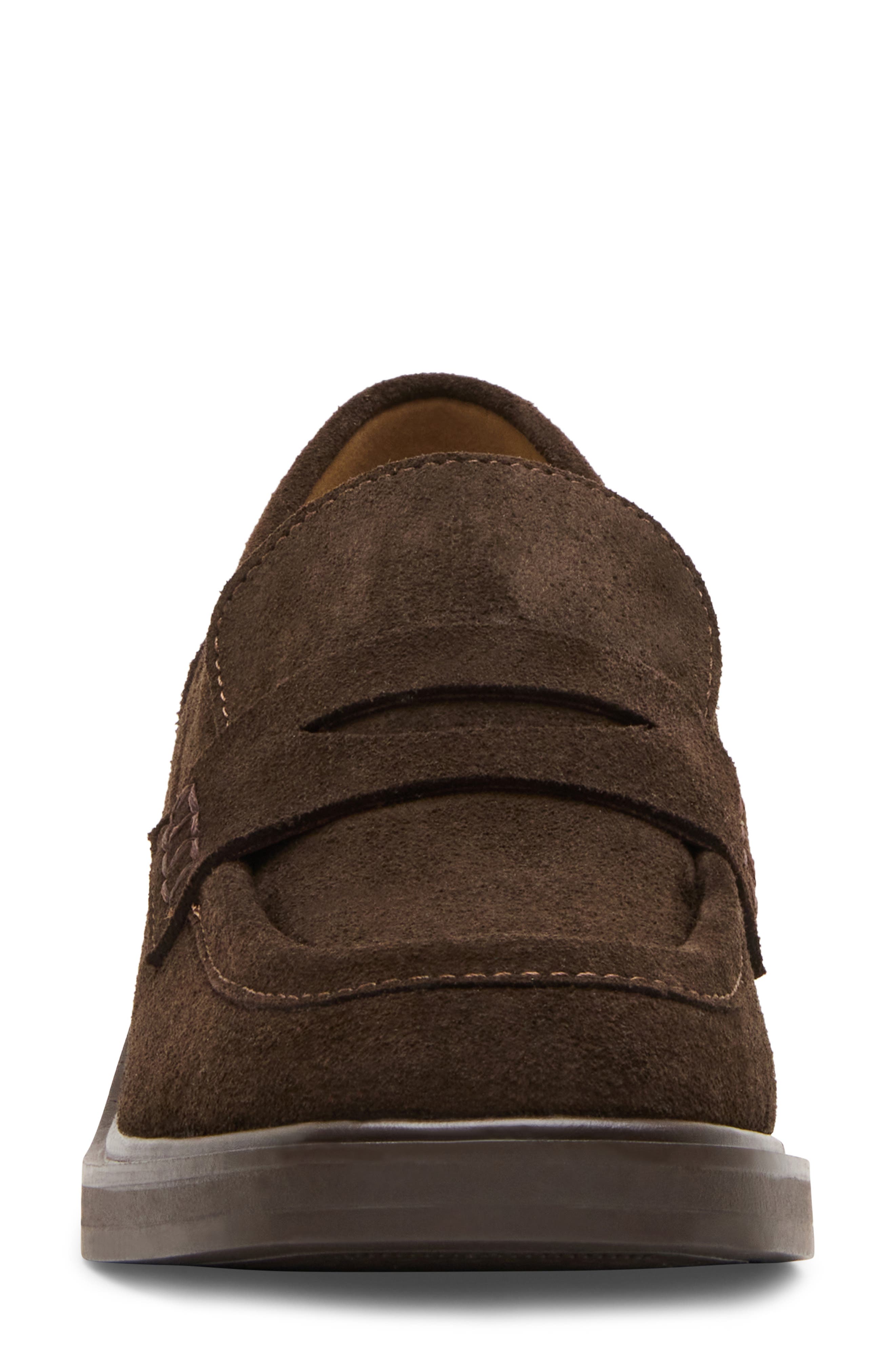 Brisa Waterproof Penny Loafer Pump, Alternate, color, CHOCOLATE SUEDE