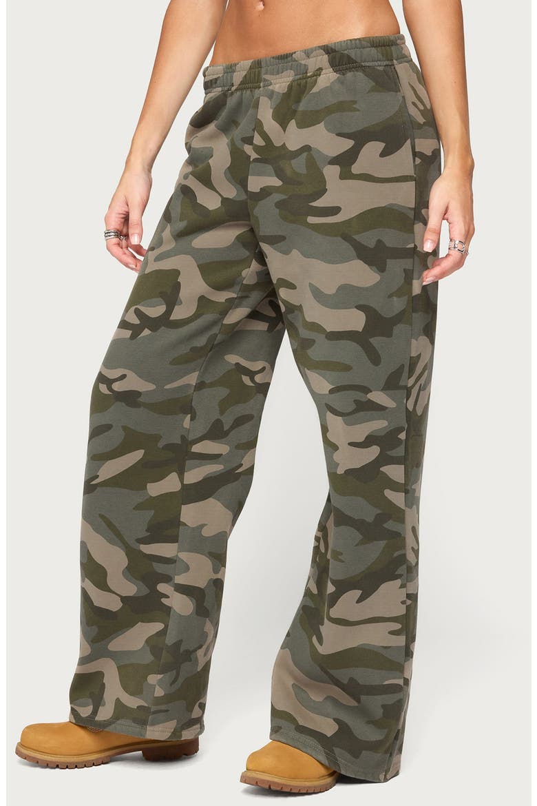 Camo Girl Wide Leg Sweatpants, Alternate, color, OLIVE
