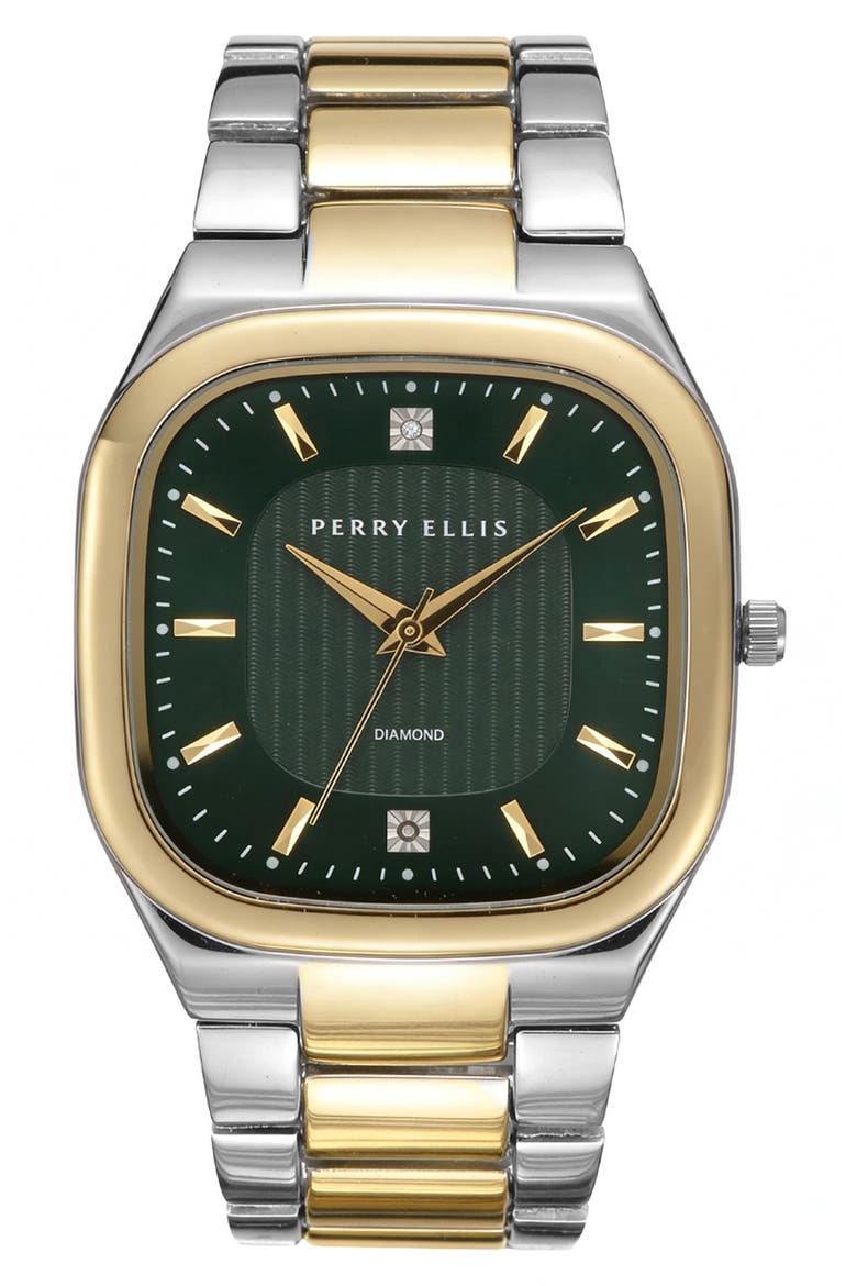 Two-Tone Slim Square Diamond Bracelet Watch, 40mm, Main, color, TWO TONE