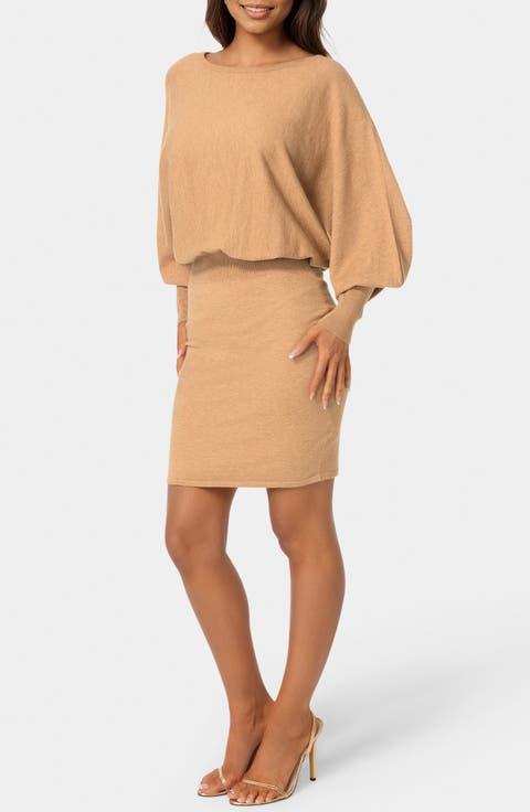 Scoop Neck Dolman Sleeve Sweater Dress