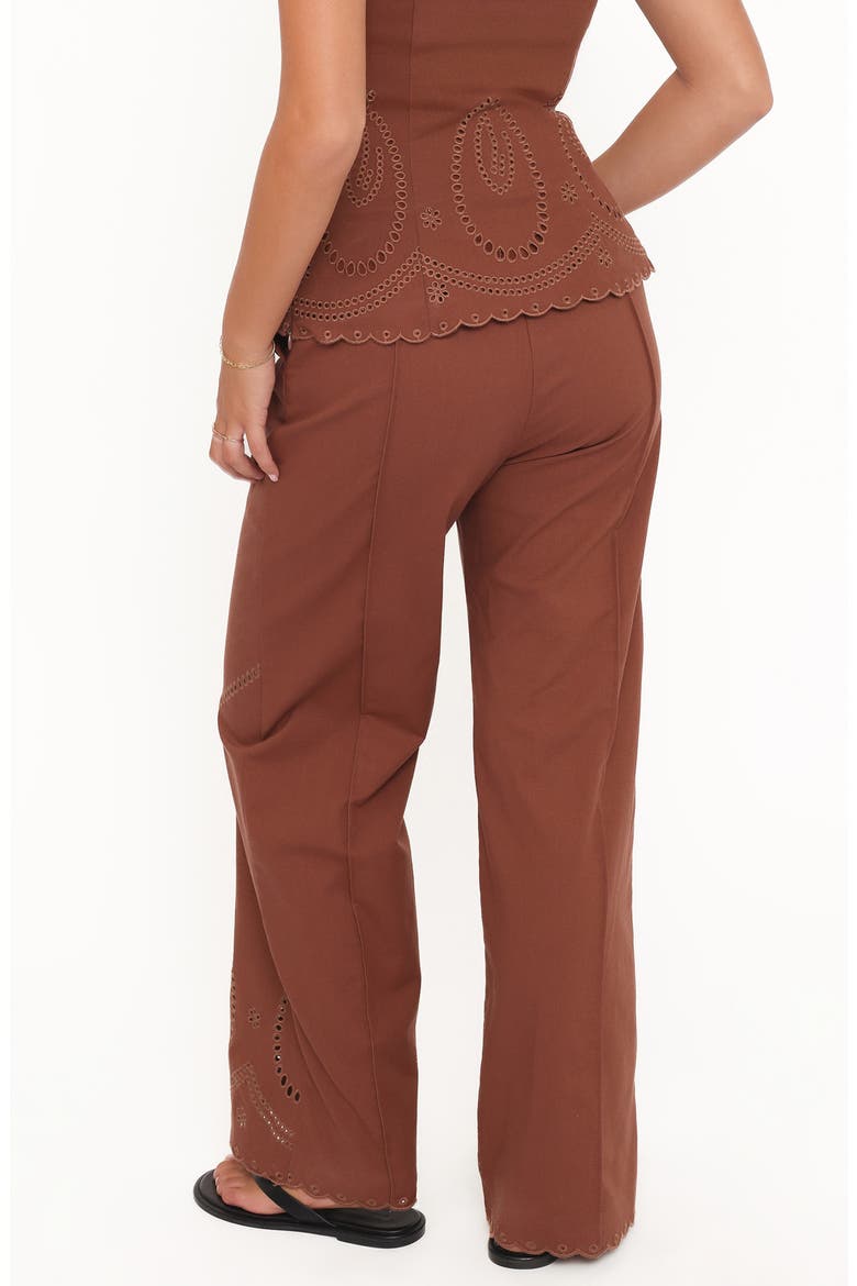 Dalia Eyelet Wide Leg Pants, Alternate, color, BROWN
