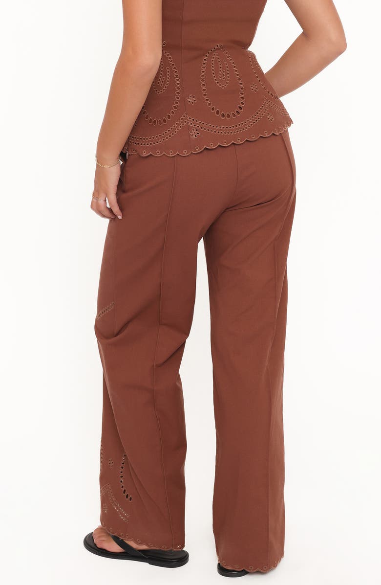 Petal & Pup Dalia Eyelet Wide Leg Pants, Alternate, color, Brown