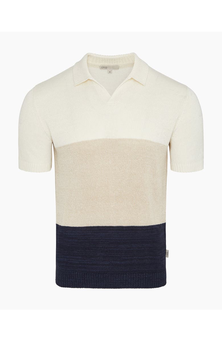 Onia Silk Linen Short Sleeve Johnny Polo, Alternate, color, Melange