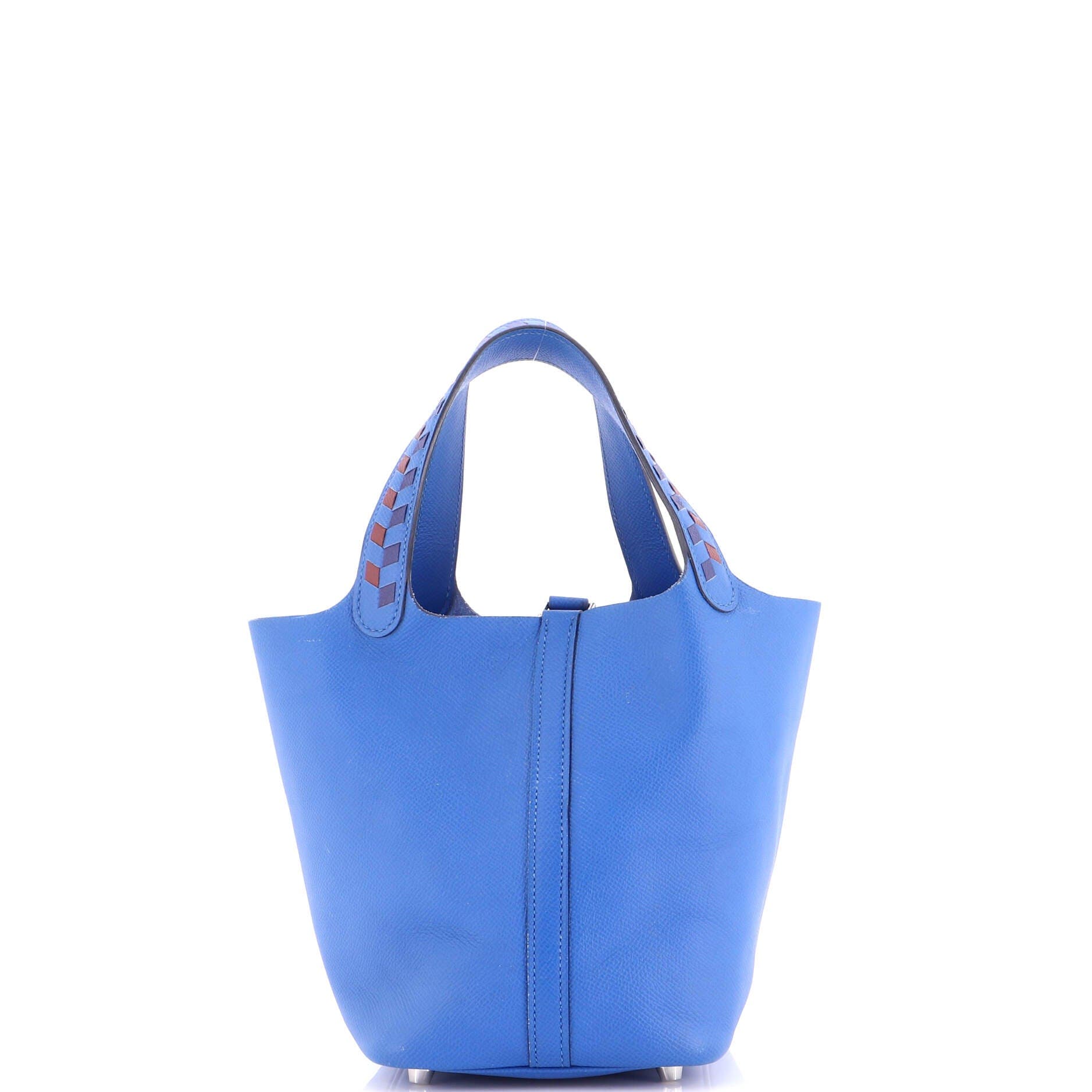Pre-Owned Hermes Picotin Lock Bag Tressage Epsom PM, Alternate, color, Bleu Zellige/Blenencre/Rouge H