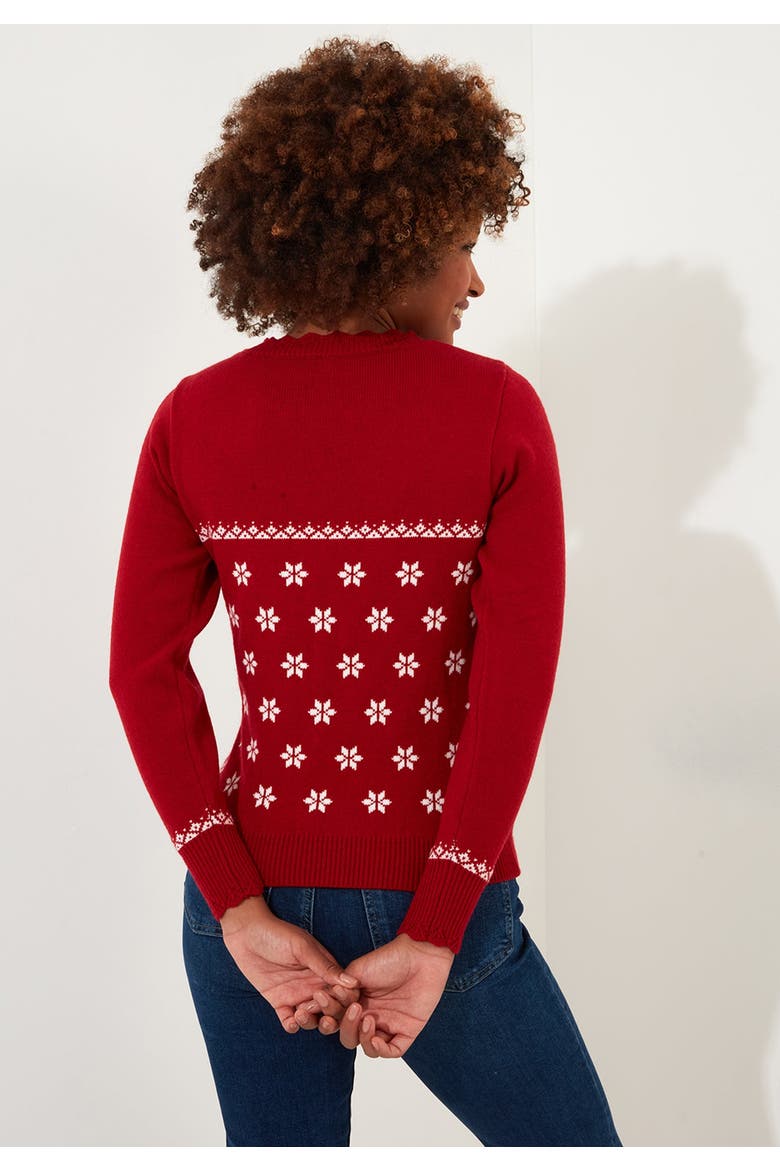 Novelty Holiday Snowflake Pullover Sweater, Alternate, color, RED REINDEER