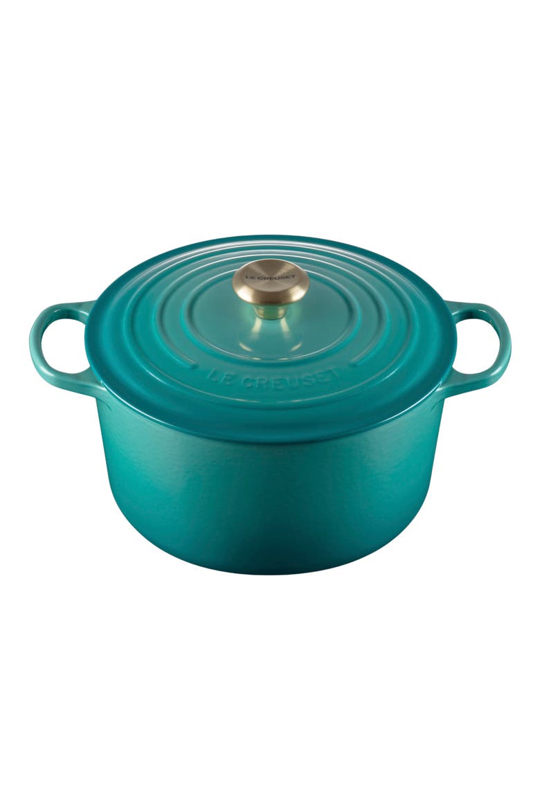 Signature 6.5-Quart Round Enamel Cast Iron French/Dutch Oven, Main, color, RIVIERA