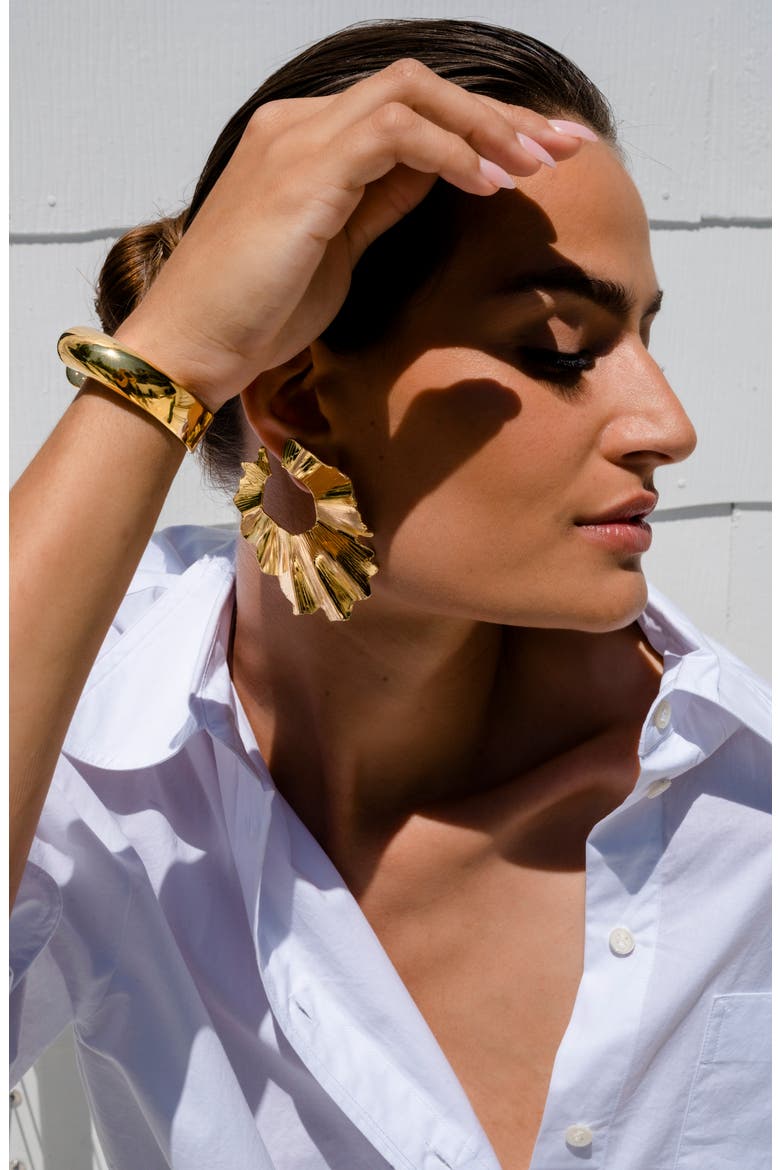 Palm Leaf Drop Earrings, Alternate, color, 14K GOLD