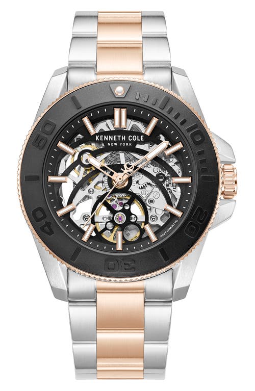 Kenneth Cole New York Liberty Skeleton Automatic Bracelet Watch, 43mm In Multi