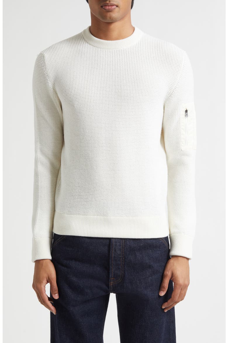 Waffle Stitch Merino Wool Sweater, Main, color, WHITE