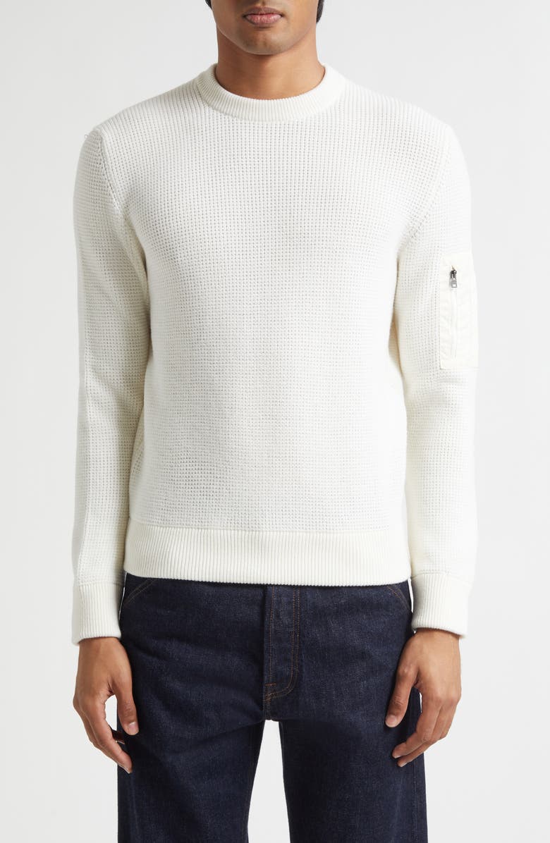 Herno Waffle Stitch Merino Wool Sweater, Main, color, White