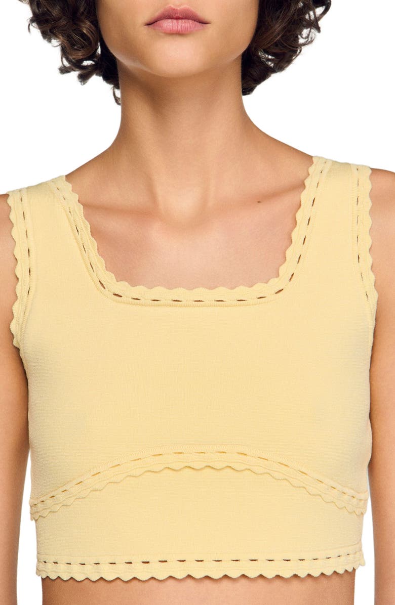 SANDRO Knit crop top, Alternate, color, Butter