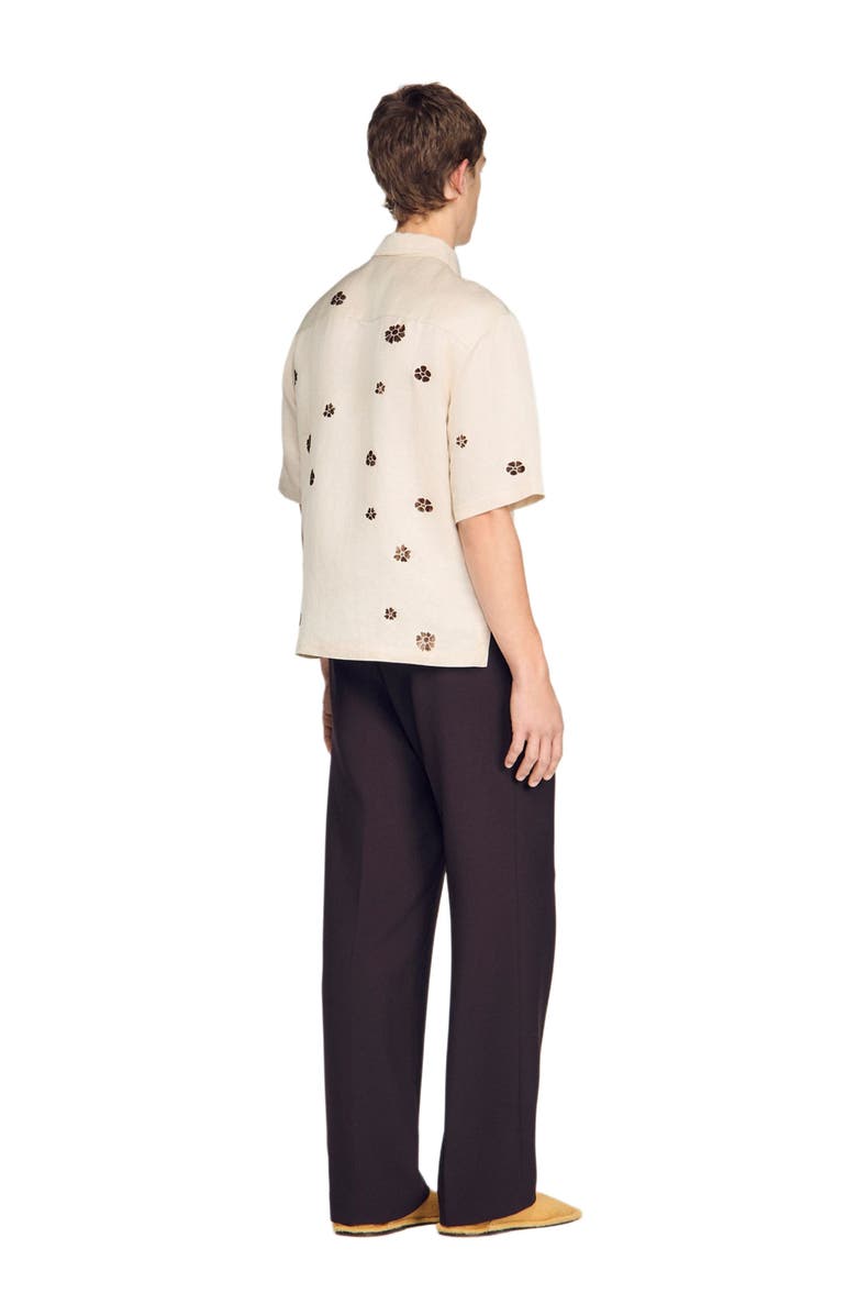 SANDRO Loose-fit floral shirt, Alternate, color, Ecru