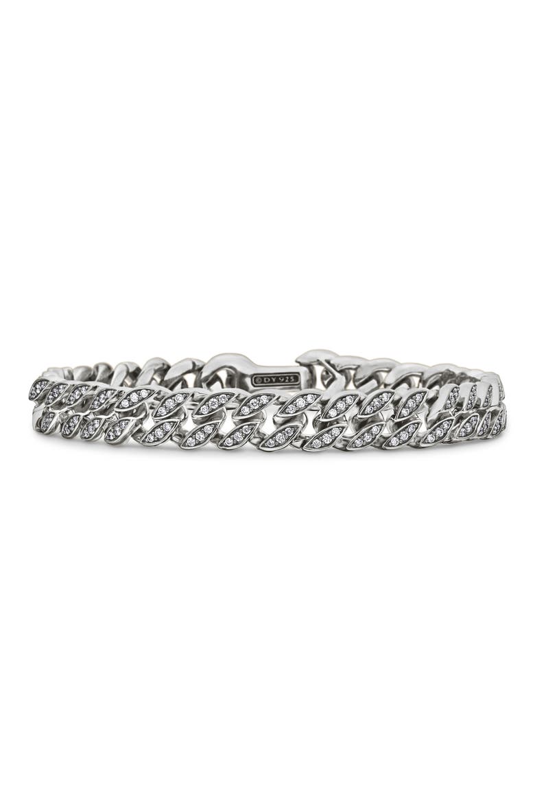 Men's Pavé Curb Chain Bracelet, Main, color, SILVER PAVE/ WHITE DIAMOND