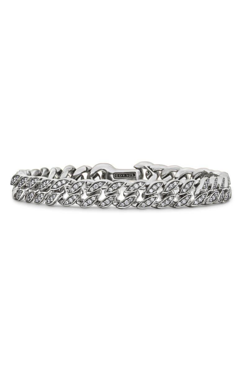 David Yurman Men's Pavé Curb Chain Bracelet, Main, color, Silver Pave/ White Diamond