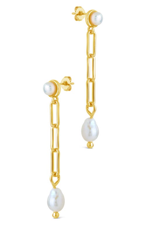 Sterling Forever Fayelynn Mother Of Pearl Chain Drop Earrings In Gold
