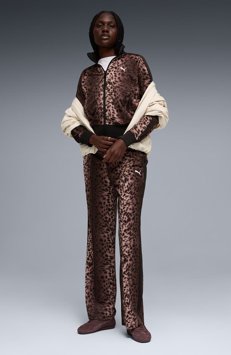 PUMA Leopard Print Track Pants, Alternate, color, Puma Black