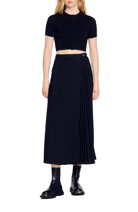 Curb chain buckle pleated skirt