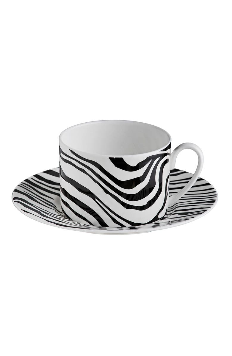 CAVALLI Tea Cup & Saucer with Luxury Box, Main, color, Zebrage