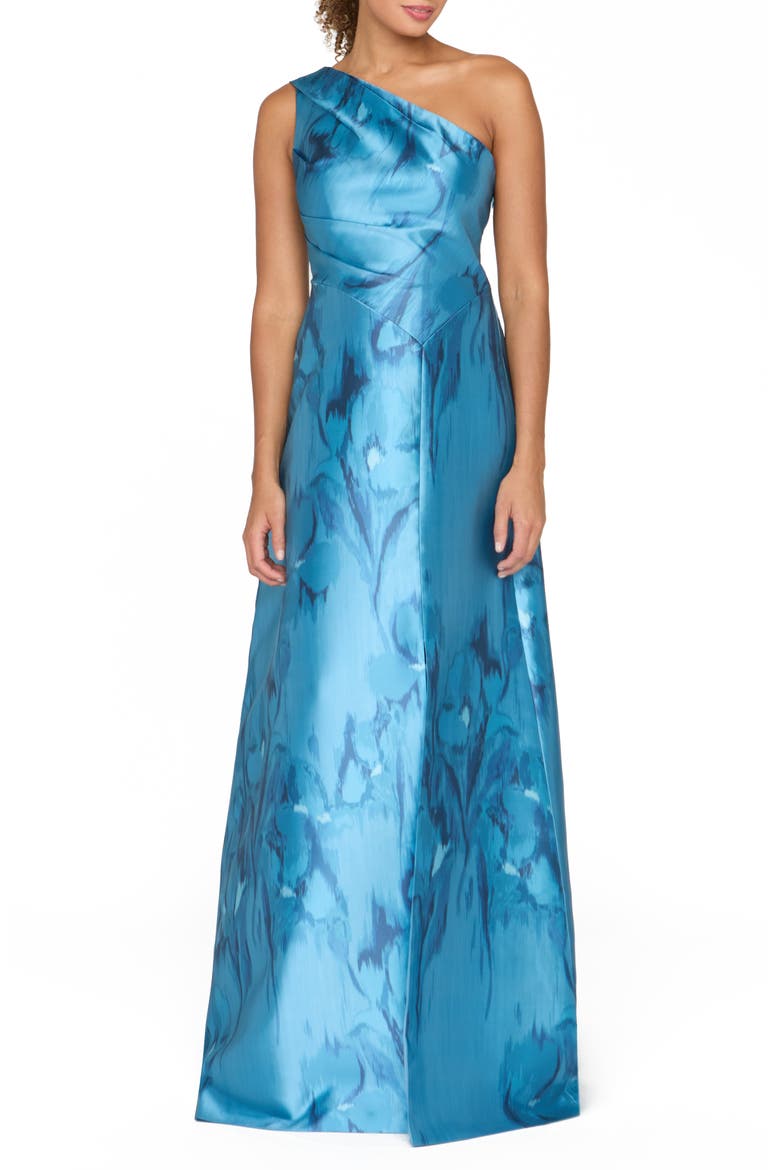 Faith One-Shoulder Evening Gown, Main, color, SPRING AQUA