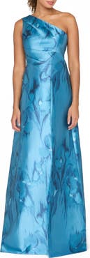 Kay Unger Faith One-Shoulder Evening Gown