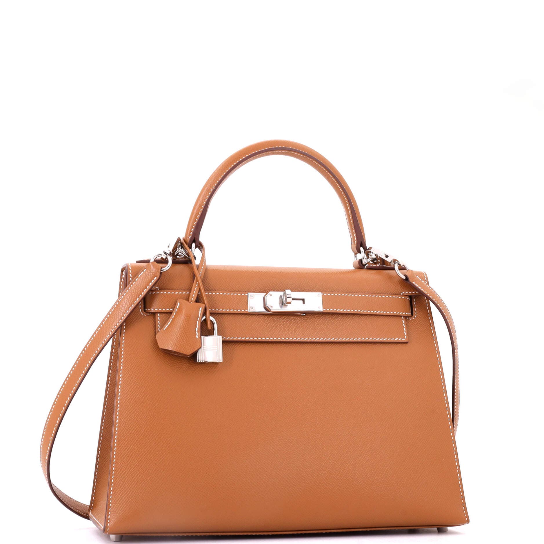 Kelly Handbag Brown Epsom with Palladium Hardware 28, Alternate, color, Metallic Gold