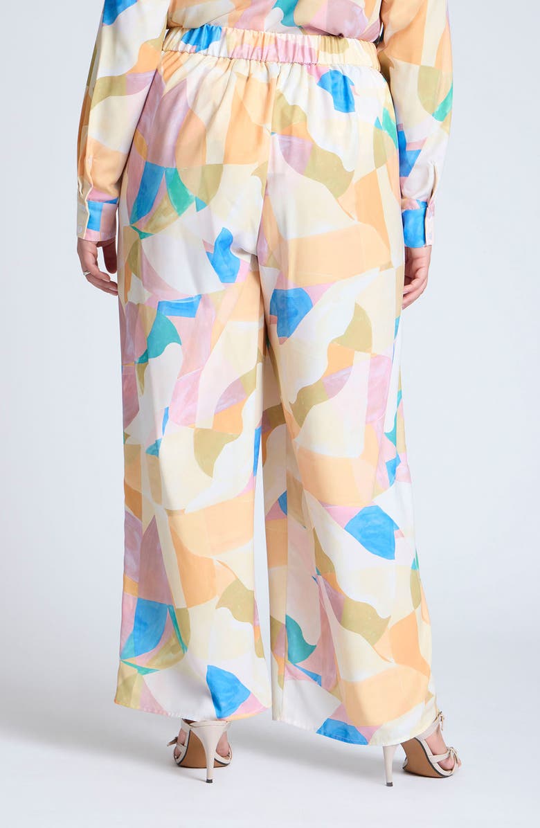 ELOQUII Geo Print Pull-On Wide Leg Pants, Alternate, color, 