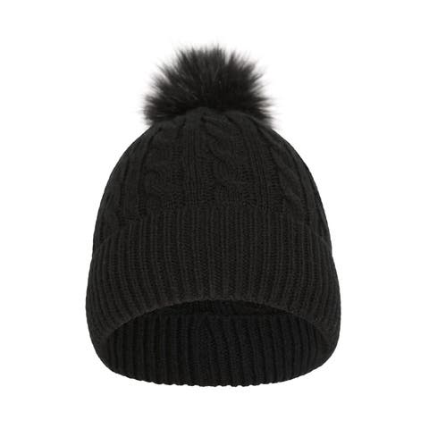 Pom Pom Faux Fur Lined Beanie