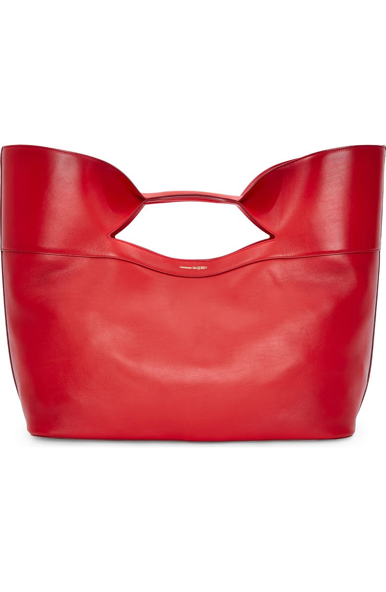 McQueen The Small Bow Leather Tote, Main, color,