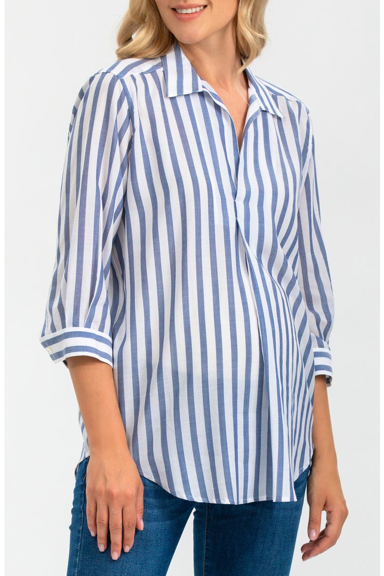 Long Sleeve Johnny Collar Shirt, Main, color, NAVY