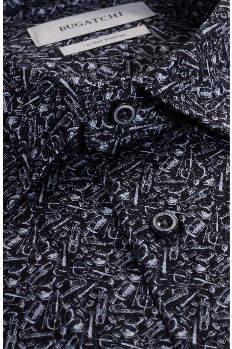 James OoohCotton® Music Print Button-Up Shirt, Alternate, color, BLACK