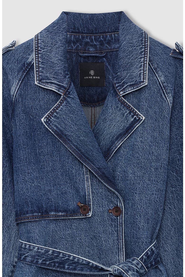 Rickie Cotton Denim Maxi Trench, Alternate, color, Cabana Blue
