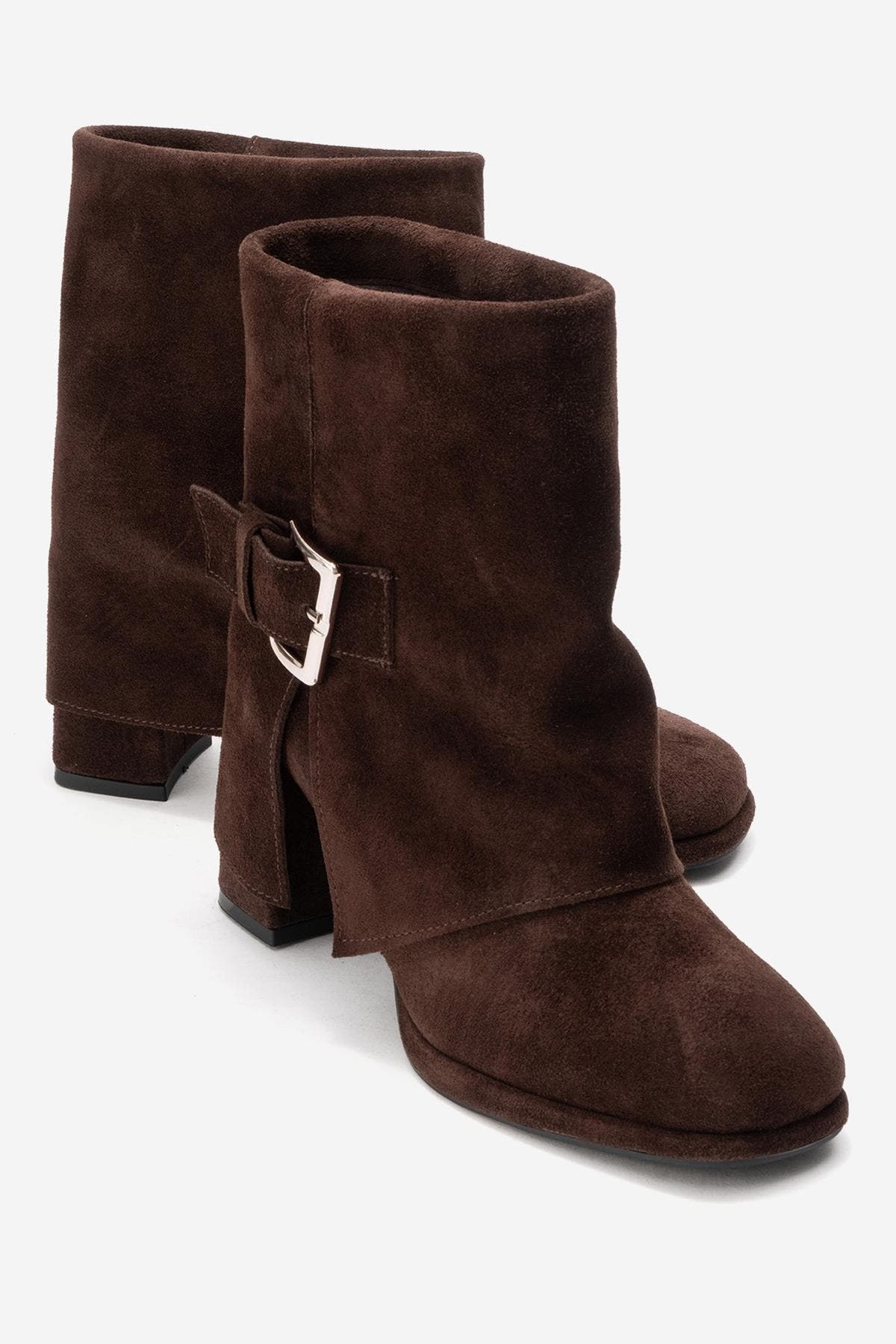 Lore Leather Block Heel Boot, Alternate, color, Brown Suede