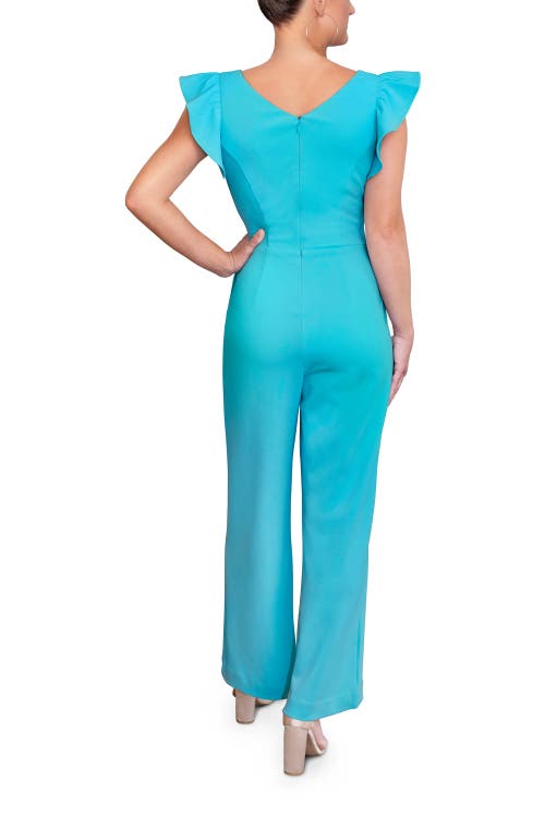 Rachel Rachel Roy Kate Ruffle Sleeve V-neck Jumpsuit In Blue