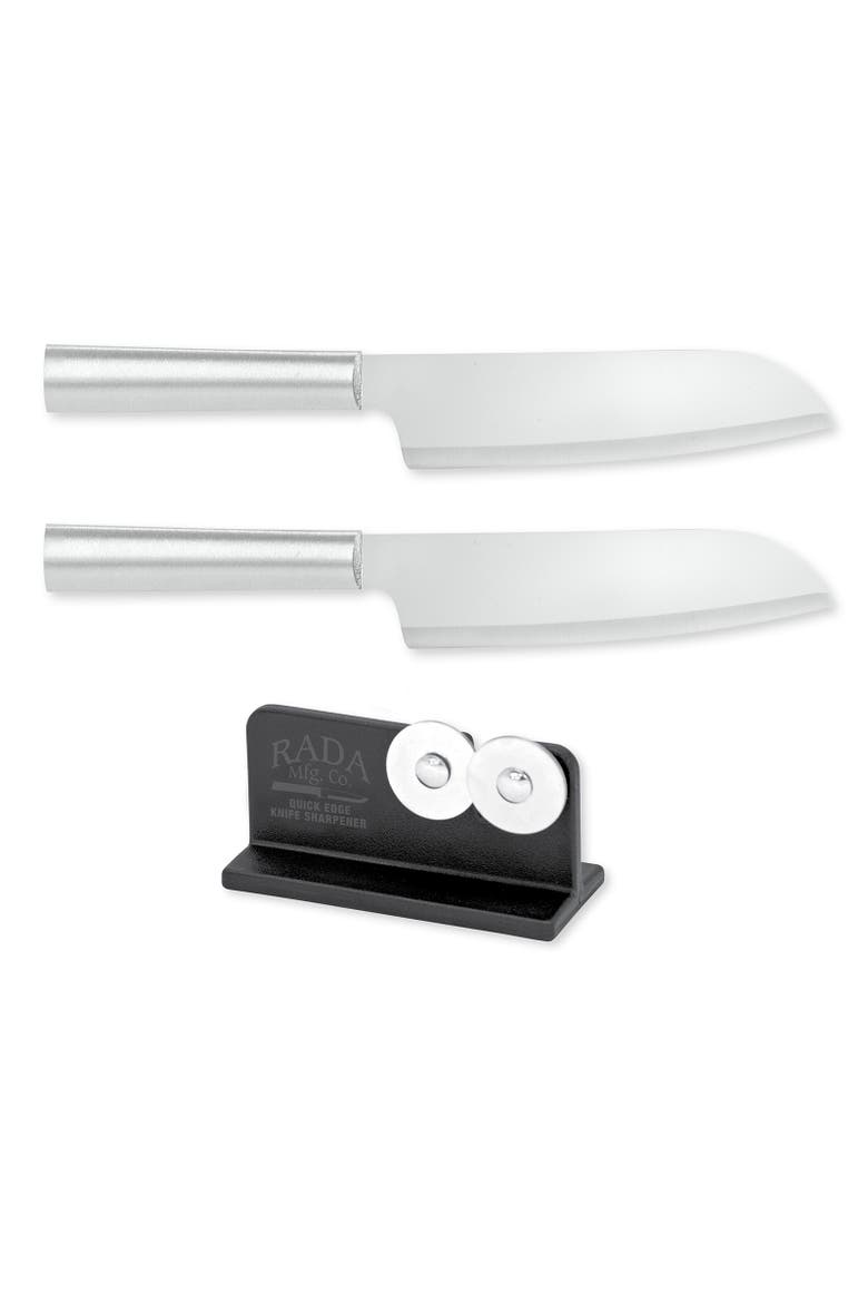 Cutlery 6.25-Inch Cook's Knife Set of 2 & Quick Edge Knife Sharpener, Main, color, Silver