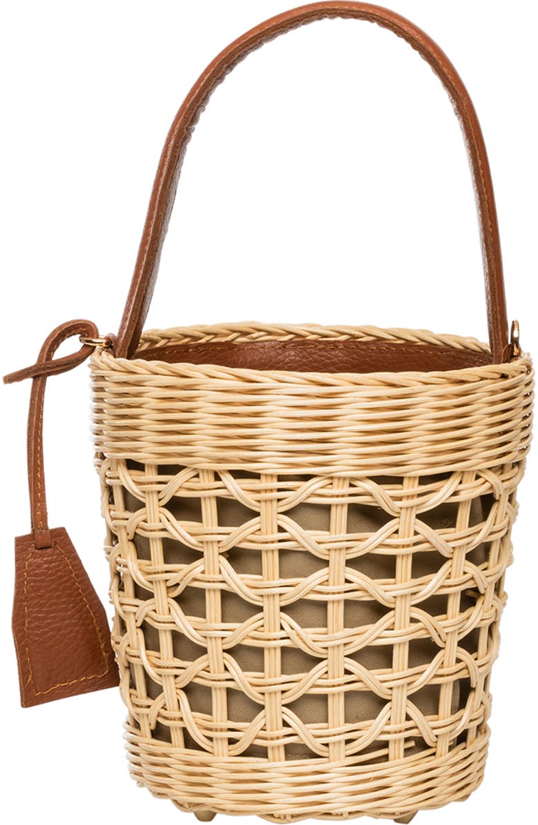 Rafe New York Bianca Bucket Bag, Alternate, color, Natural / Cognac