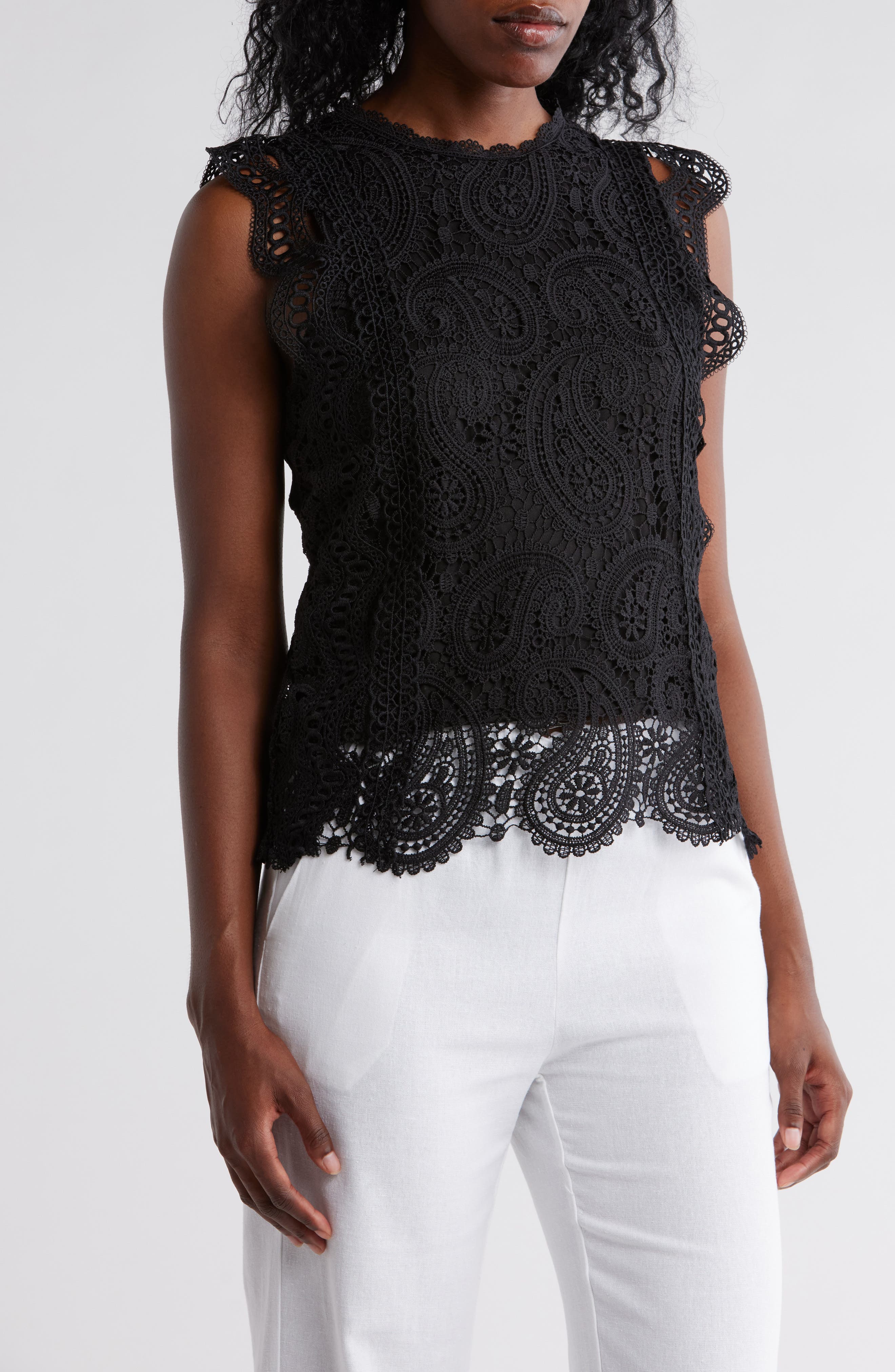Ellen Tracy Sleeveless Lace Top