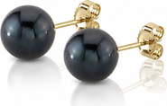 The Pearl Source 6.5-7.0mm Black Akoya Round Pearl Stud Earrings