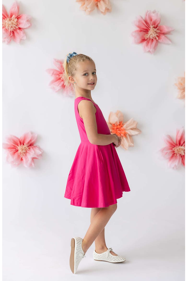 Organic Cotton Sleevless Solid Twirl Dress, Alternate, color, Begonia