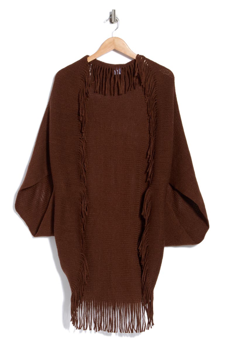 Fringe Swim Cover-Up Topper, Main, color, CHOCOLATE