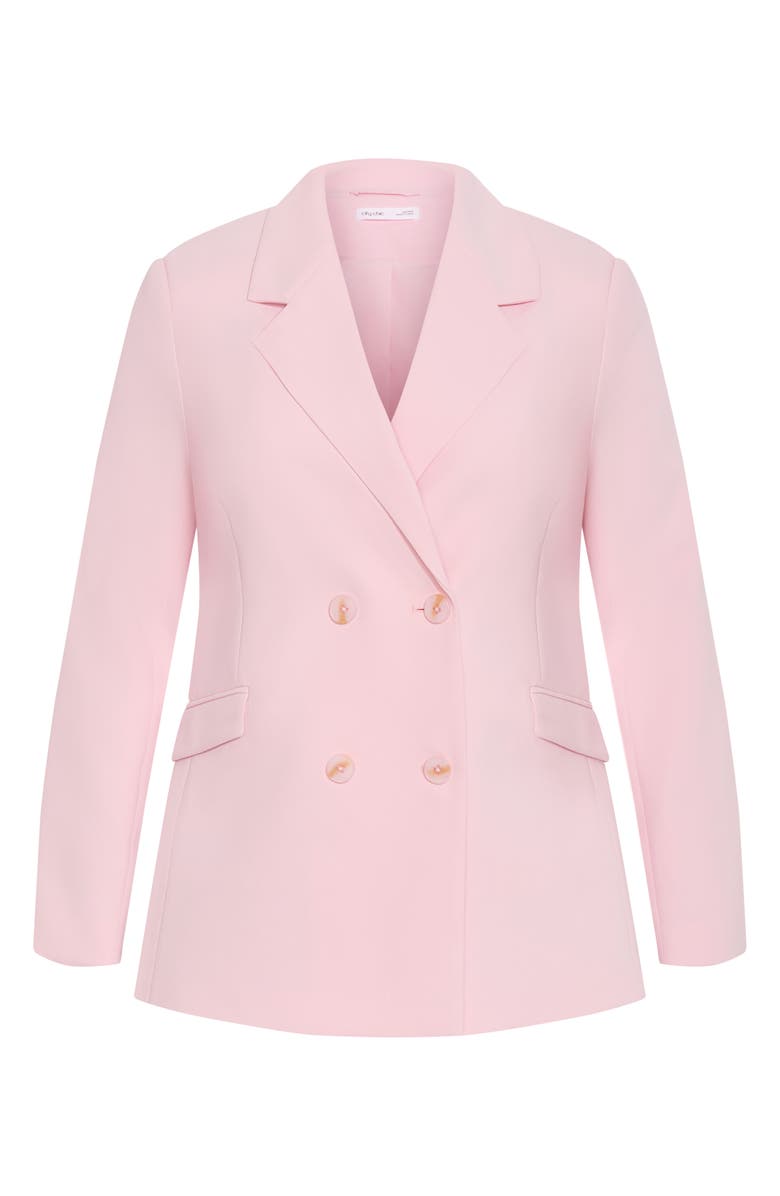City Chic Holly Double Breasted Blazer, Alternate, color, Soft Pink