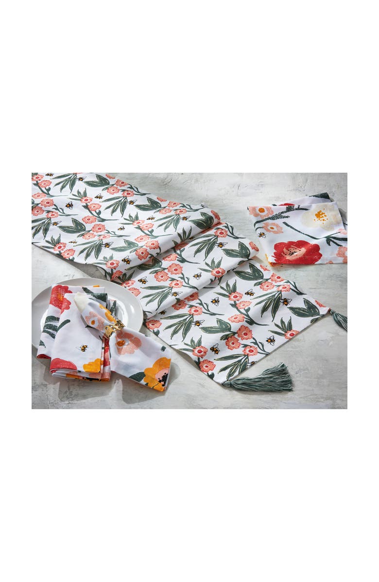 tag Bee Blossom Multicolor Cotton Table Runner for Summer, Alternate, color, Multicolored