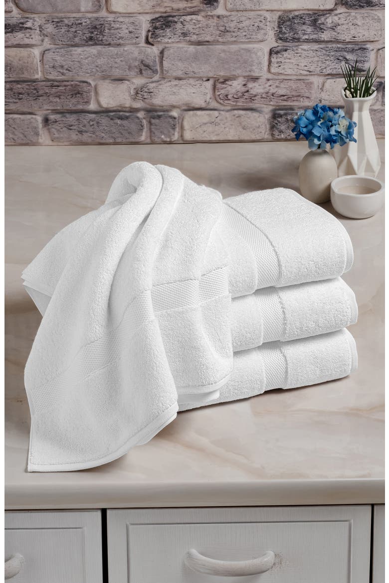 Set of 4 Anovia Turkish Cotton Hand Towels, Alternate, color, WHITE